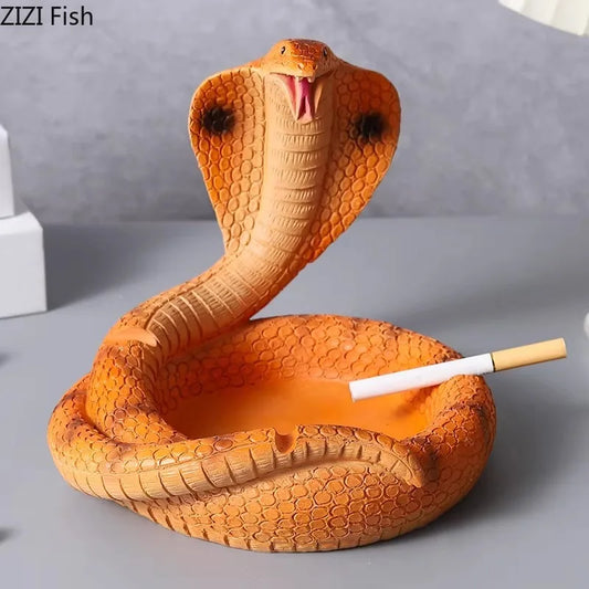 "DecorBites™ Cobra Ashtray: Resin Office Smoking Accessories & Weed Ashtray Gift for Boyfriend"