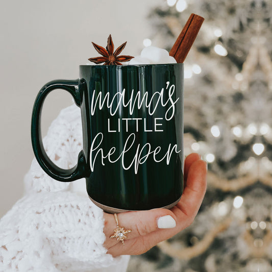 Mama's Little Helper Santa Is Judging You Ceramic Coffee Mug Red Green Holiday Funny Gift